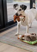 Leken er en 3 i 1 leke med to stk ekorn med pip samt en stubbe med knitrelyd. Du kan også bruke leken som en hjernetrimleke ved å gjemme godis inne i stubben og deretter putte ekornene på plass. 