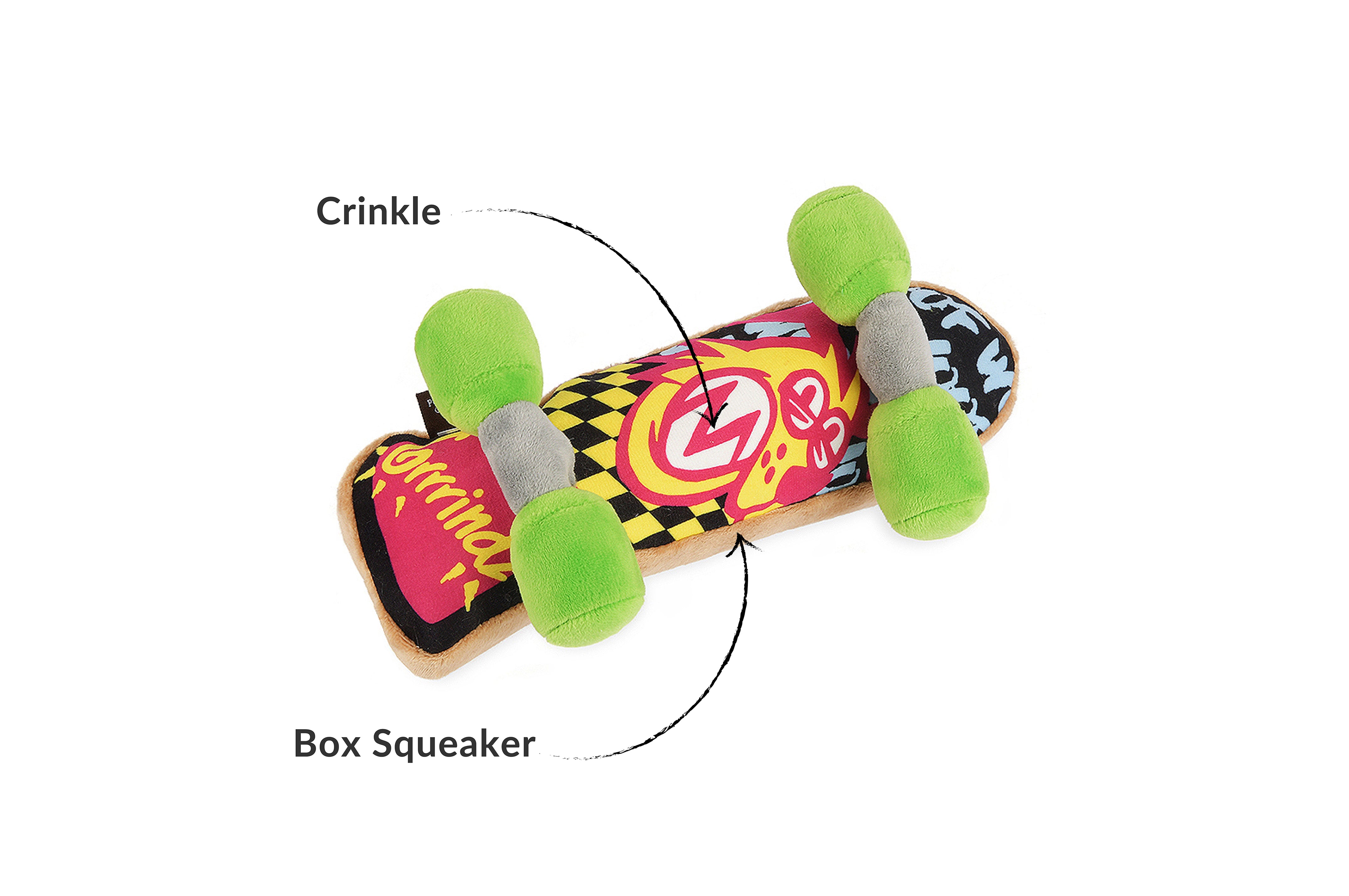Leke med avlang squeaker og crinkle. Mål: 25cm lang, 12,5cm bred