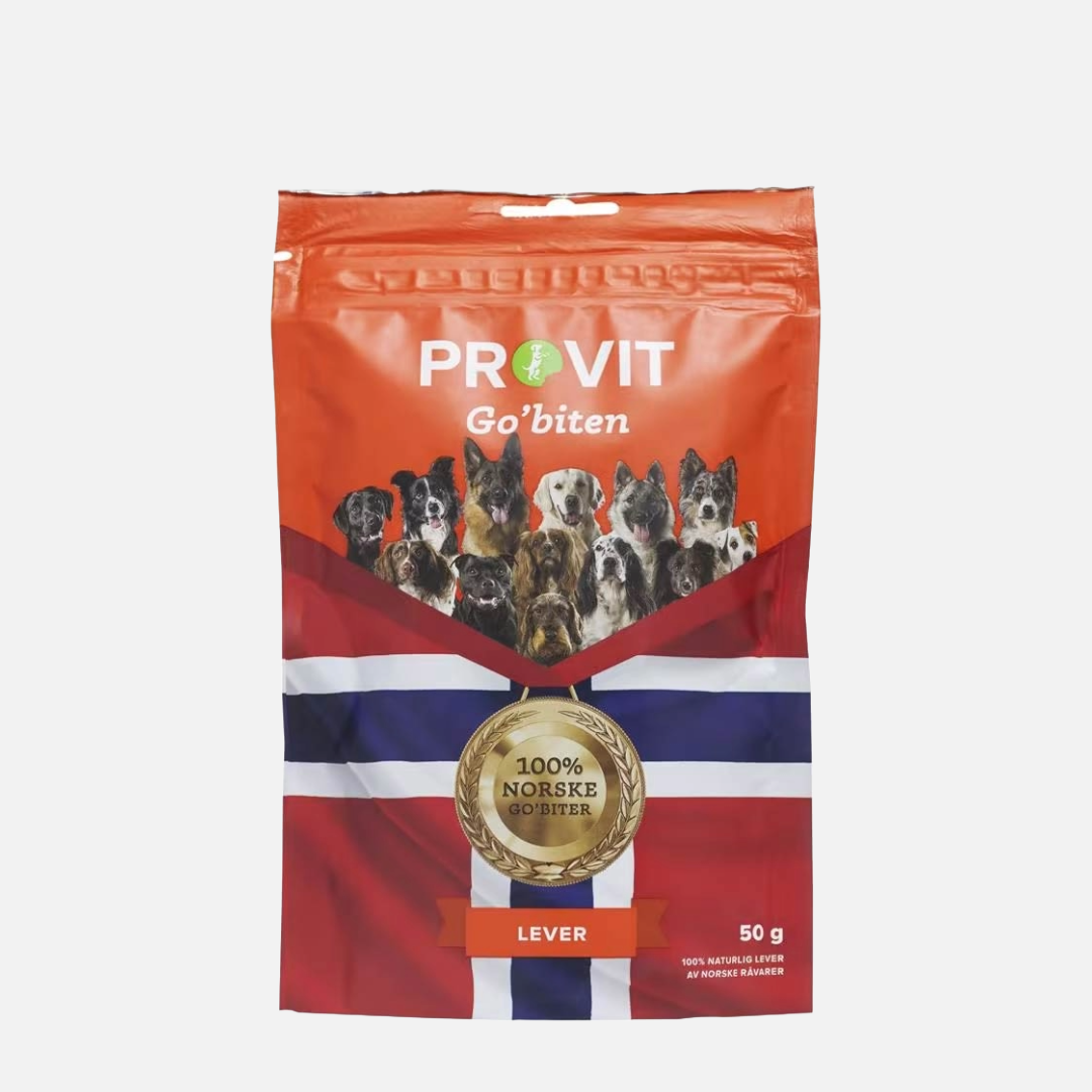 Provit Godbiten er rene, norske naturprodukter uten noen form for tilsetninger. Dette gir trygge og naturlige godbiter til kos, trening og belønning av hunden. Go’biten Lever er produsert av norsk storfelever og frysetørket. Frysetørking bevarer råvarens kvalitet, smak, næringsinnhold, mineraler og vitaminer. 
Høy smakelighet og lukt av storfelever gir motiverte hunder. Dette er en godbit hunden virkelig vil jobbe for. Go’biten passer derfor ypperlig i innlæring og trening av hund på alle nivåer.