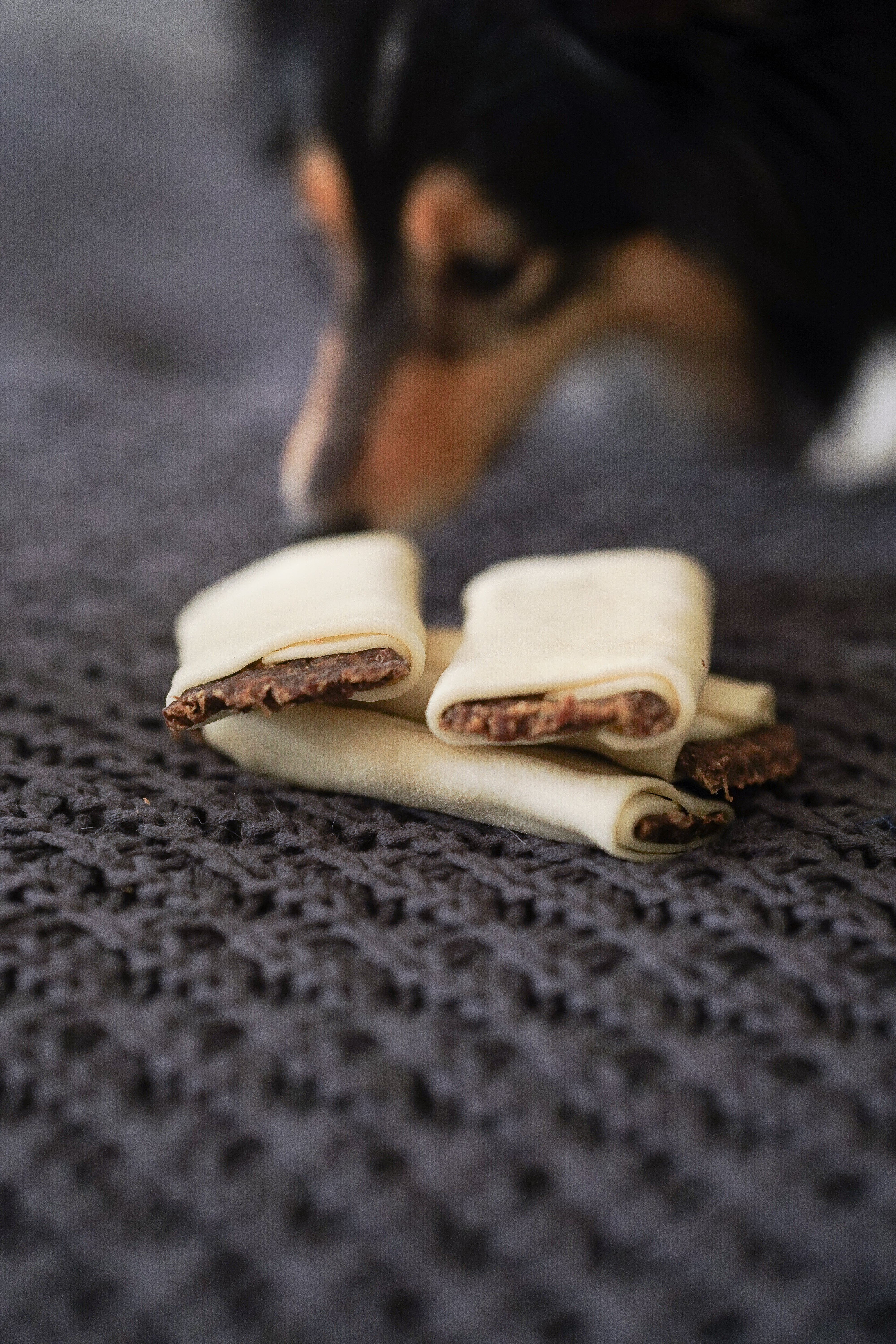Inni det ekte nordiske storfetyggebeinet ligger det en deilig storfebiff

Big Beef Toast er spesielt planlagt for små og mellomstore hunder. Den flate fasongen gjør det lettere å begynne å tygge. Laget av storfehud og storfekjøtt etter tradisjonell tørkemetode.

RAUH!-tyggebein lages i Norden for hånd av kun førsteklasses råstoffer.
Helt fra begynnelsen av er produksjonsmetodene kun planlagt til produksjon av tyggebein og andre godbiter for hunder, til det beste for hunden din!